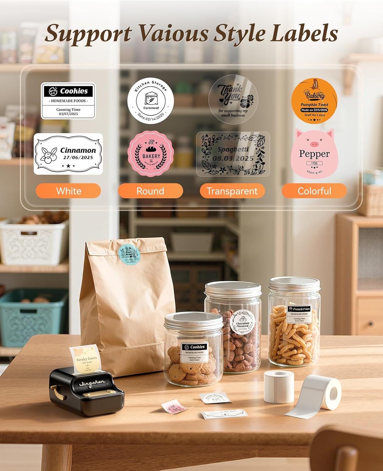 NIIMBOT B21 Label Printer,Bluetooth Thermal Label Maker,Ideal for Home Organization,Business,Ofice,50x30mm Label,230Pcs(Black)