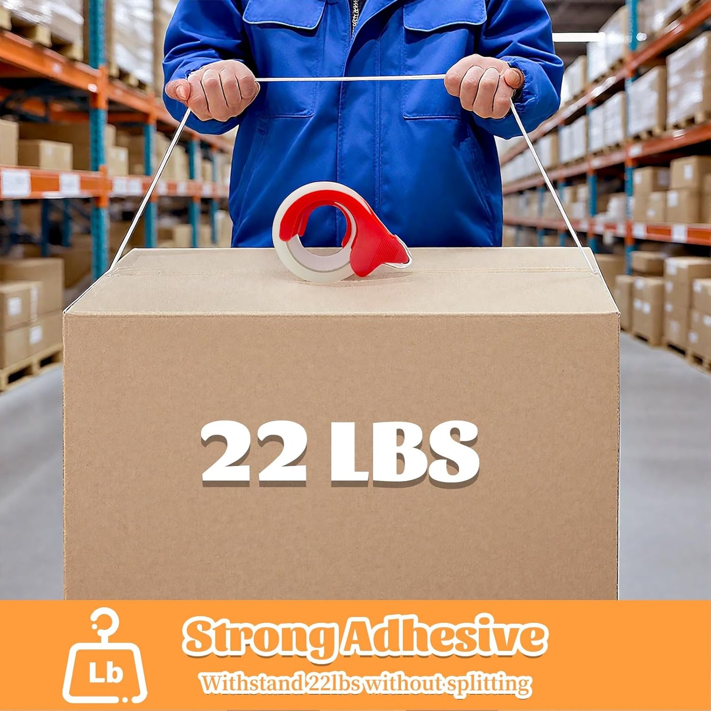 Heavy Duty Packing Tape,6 Rolls Clear Packaging Tape with 1 refillable Dispenser, 1.88 Inches x 55 Yards, Designed for Shipping Tape for Moving, Shipping and Packing