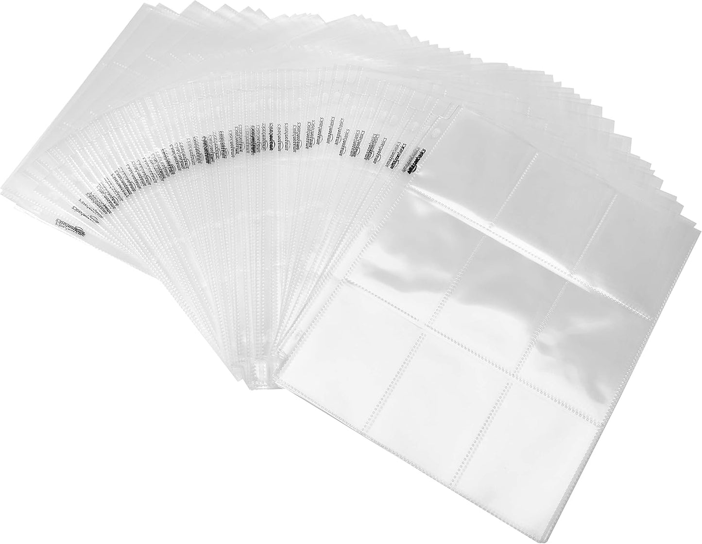 Amazon Basics 9 Sleeve Card Protectors Binder Sheet - 500-Pack, Clear