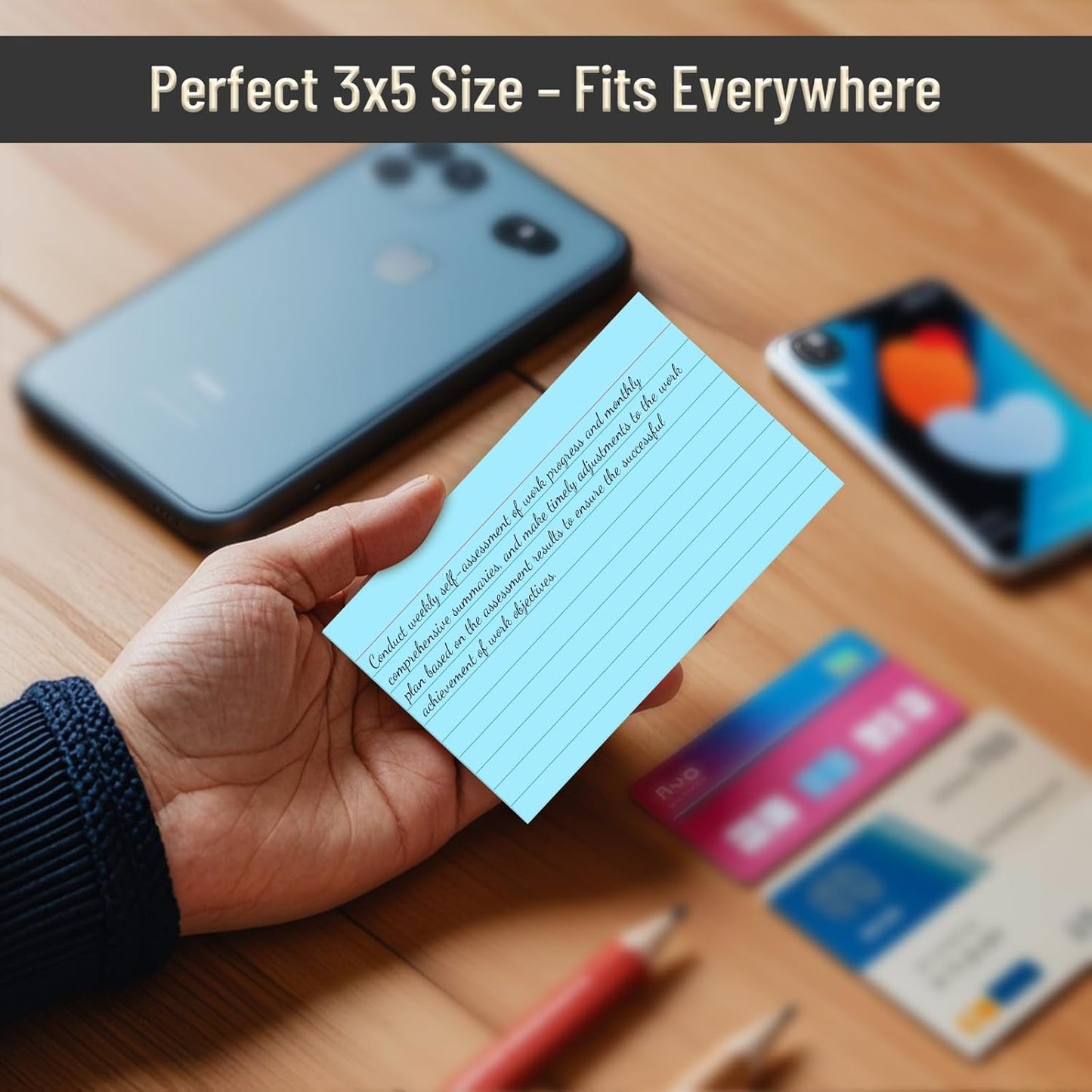 600 Count Colored Index Cards 3 x 5 Inch Ruled Index Cards, Flash Cards College Ruled for School, College, Office and Home Organization, Durable Study To Do List Note Cards with Ruled Lines