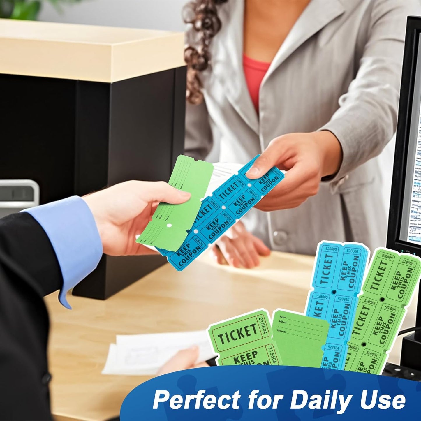 800PCS Double Roll Raffle Tickets 50/50 Raffle Tickets Perforated Line Consecutive Numbers Tearable Writable Suitable for Raffles, Events, Carnivals, Entry, Lottery, Prizes