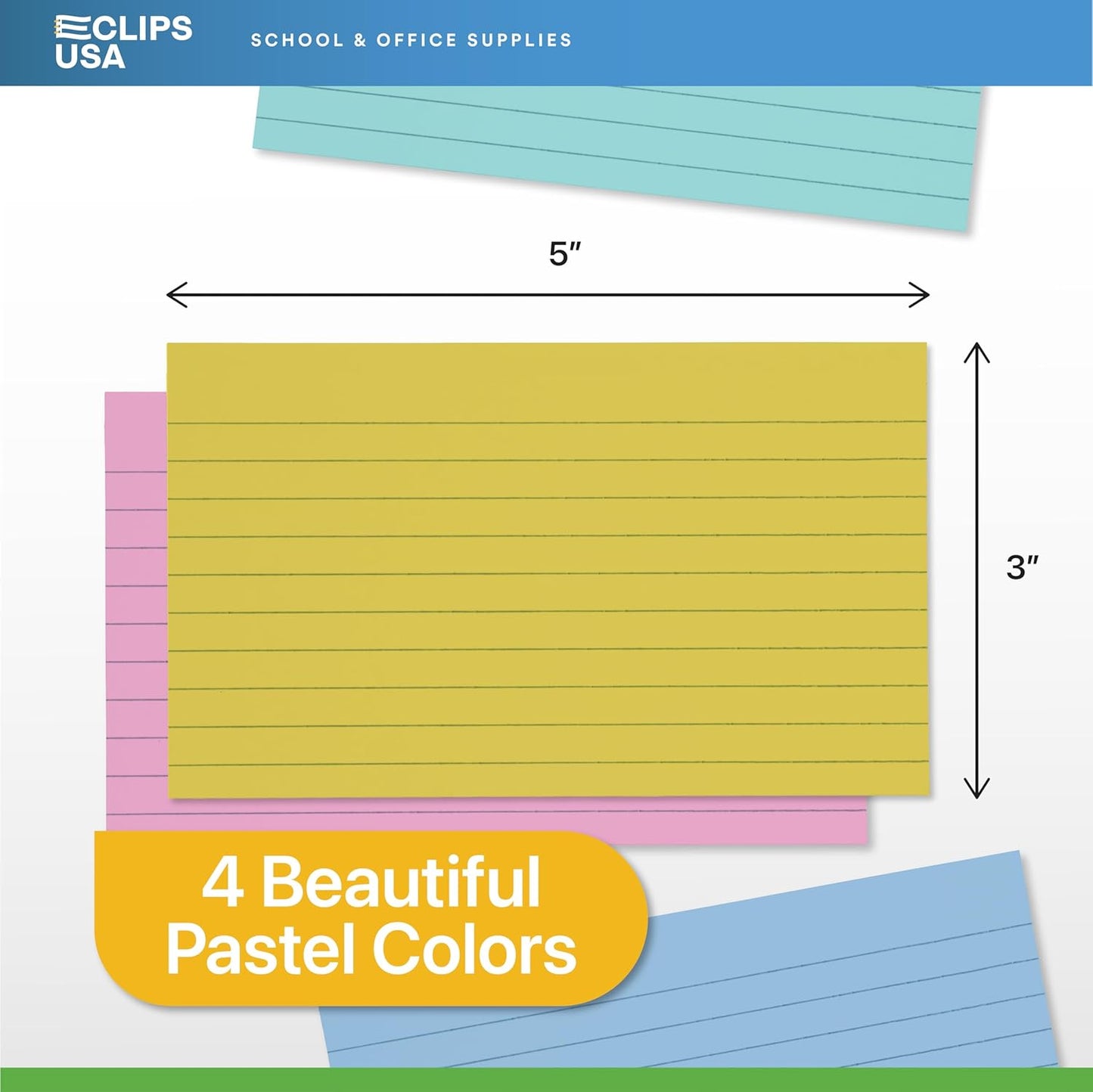 Index Cards 3x5 Bulk (600 Cards, Pastel), Colored Flash Cards For Studying, Note Cards, Flashcards, Notecards,100 Per Pack, (6 Pack)