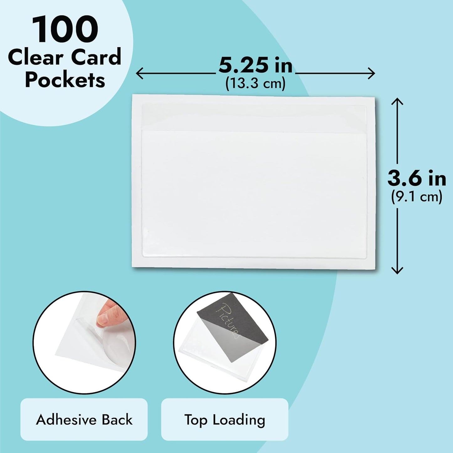 Juvale 100-Pack Clear Index Card Pockets - 3.6 x 5.25 in Plastic Sleeves - Adhesive Label Pockets for Storage Bin & Shelf Labels