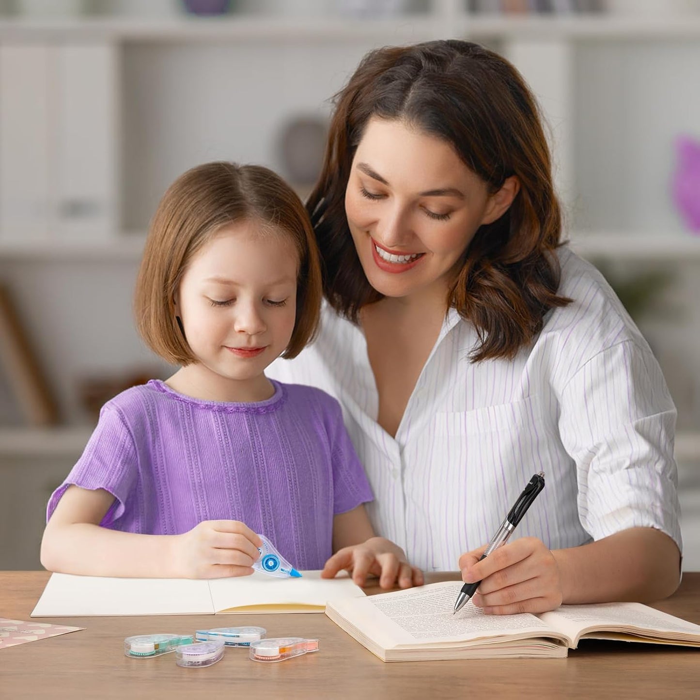 24 Pcs Colorful Core Correction Tape, 18.04 Ft White Wrong Out Tear-Resistant Bulk, Instant Corrections Easy To Use Applicator for School, Office, Note Taking, Journal (Tape Width 0.2 in)