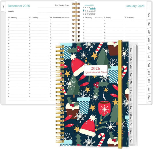 2026 Appointment Book & Planner - 2026 Daily Hourly Planner from January 2026 - December 2026, Weekly Appointment Book with 30-Minute Interval, Medium 6.4" x 8.5", Christmas tree