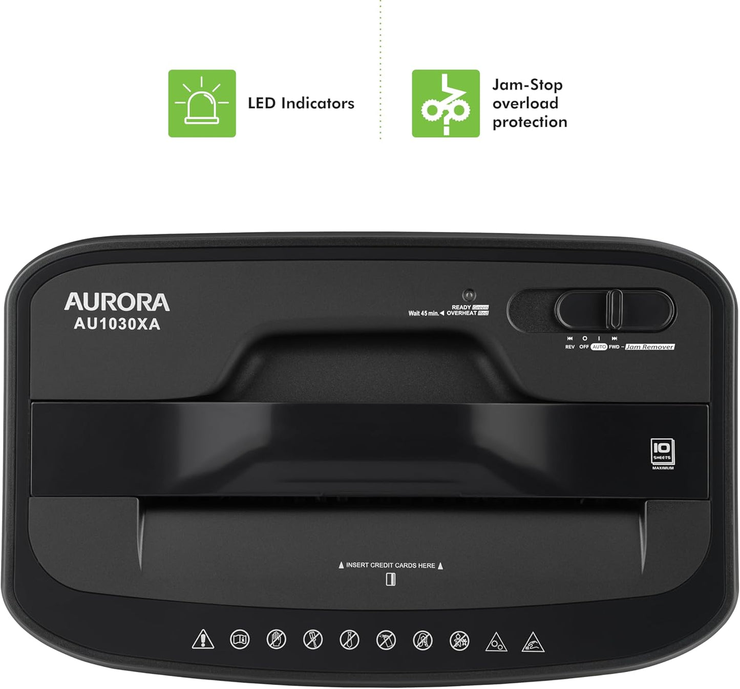 Aurora AU1030XA 10-Sheet Crosscut Paper/Credit Card Shredder with 4.4-Gallon Wastebasket