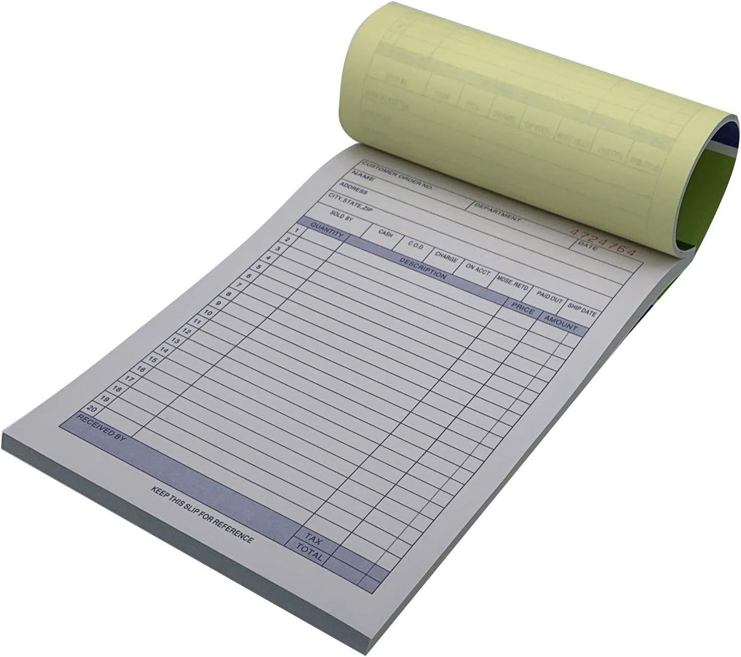5 Pack Large Sales Order Book Receipt Invoice Duplicate Carbonless 50 Sets 5.9/16" X 8"7/16