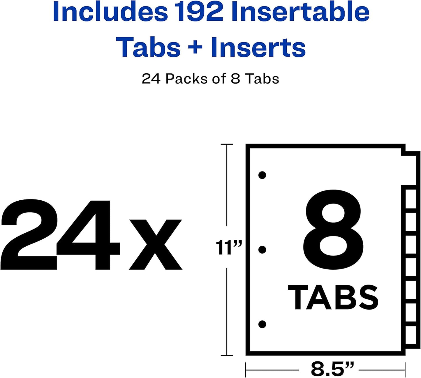 Avery Big Tab Insertable Dividers for 3 Ring Binders, 8-Tab Set, Buff Paper, Clear Tabs, 48 Sets of 11112 (11115)