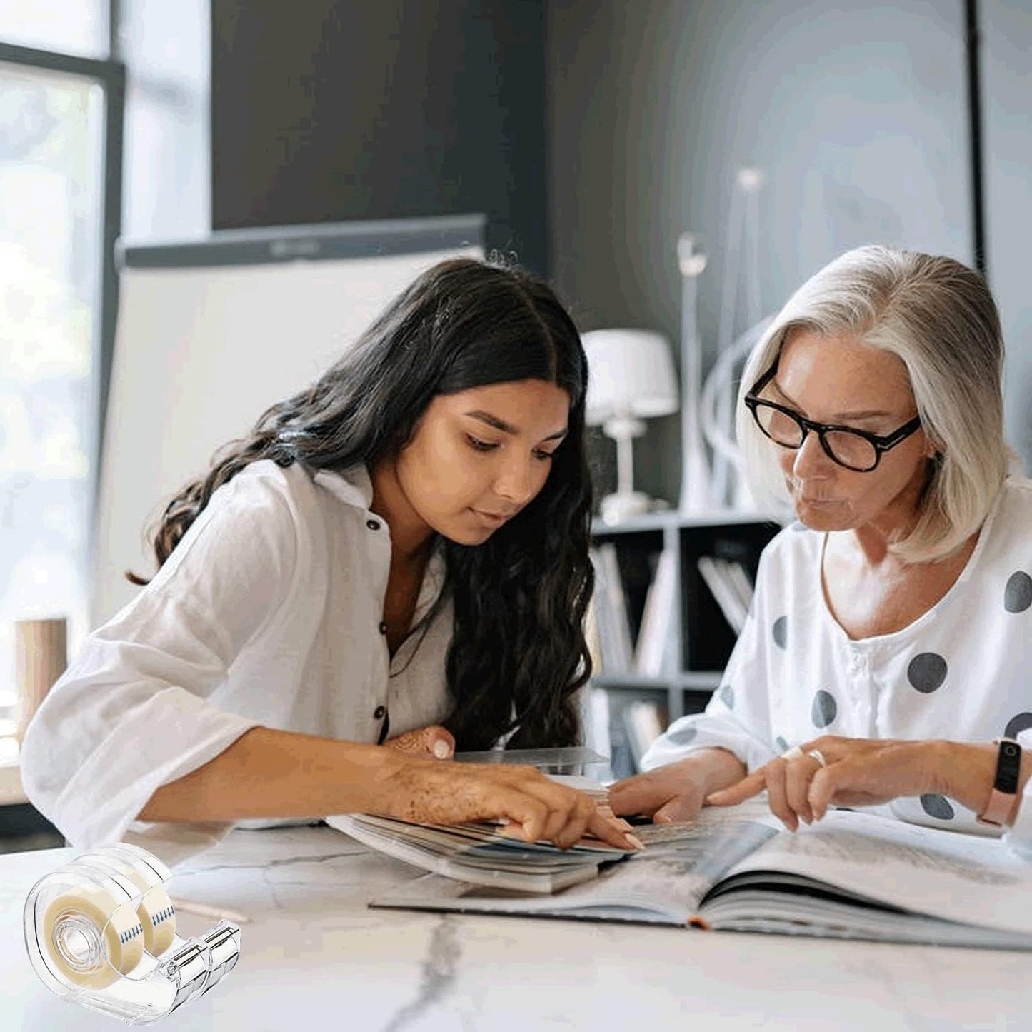 KIDMEN Invisible Tape,Writeable Tape，Repairable Tape for Office, Home, School，5 Dispensered Rolls, 0.7 x 1000 Inch