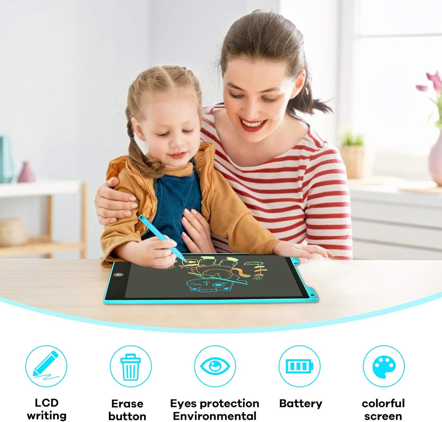 2 Pack LCD Writing Tablet, 12 inch Colorful Toddler Drawing Pad Doodle Board, Erasable Educational Toy Christmas Birthday Gift for 3 4 5 6 7 Year Old