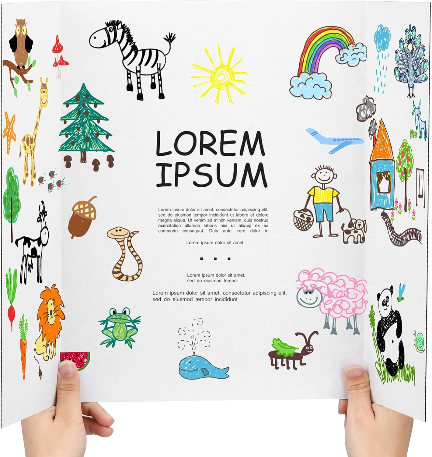 4 Pcs Trifold Poster Board, 26x17 inches White Poster Board Comes with Sticky Accessories, Corrugated Presentation Boards, Display Board for School Projects, Business Presentations