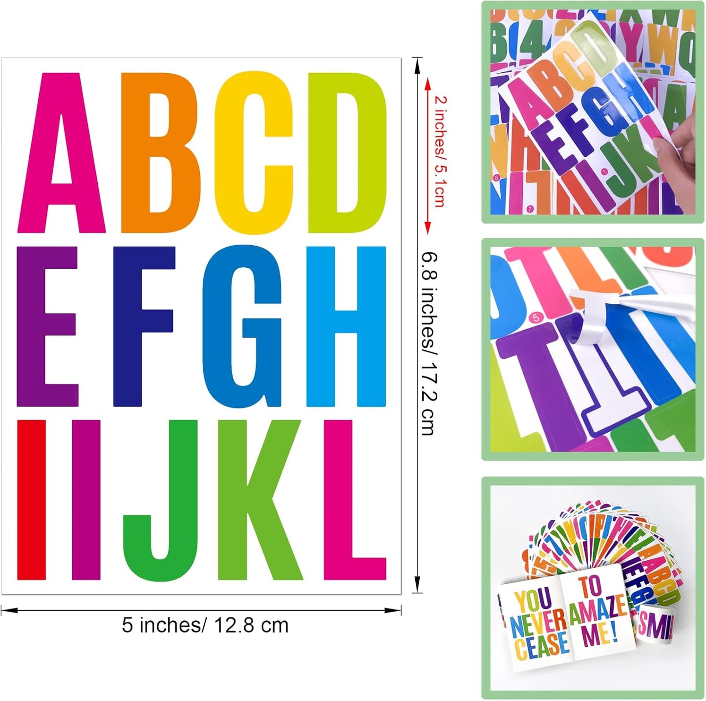 24 Sheets 2 Inch Self Adhesive Letters Stick on Vinyl Letters Capital Letter Stickers Alphabet Sticker Letter Number for Outdoor Poster Mailboxes Crafts
