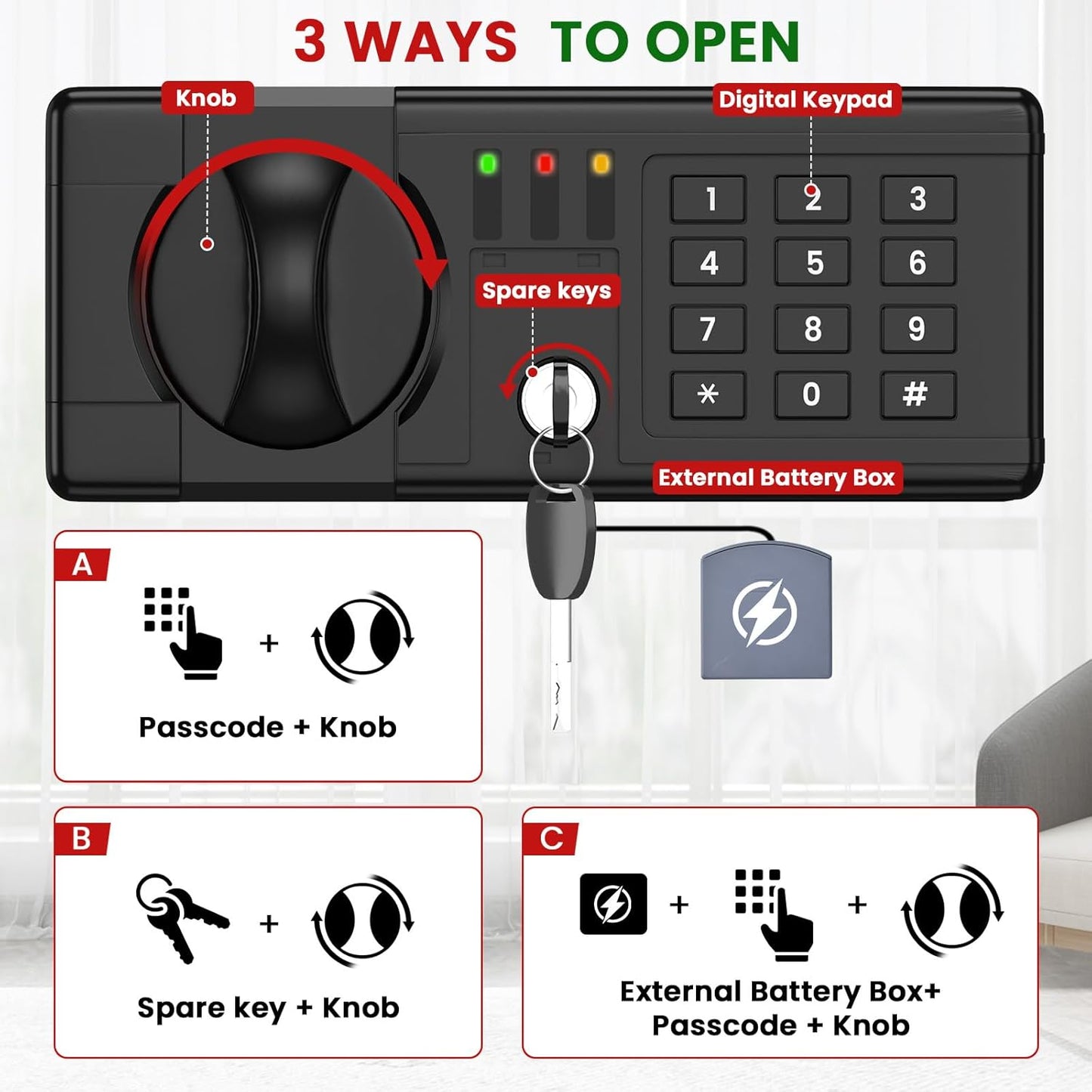 4.5 Cuft Large Fireproof Safe Box, Home Safes Water and Fireproof, Fire Proof Safe with Programmable Keypad, Smart Alert, Removable Shelf, Fire Proof Safes for Home Money Document Valuables