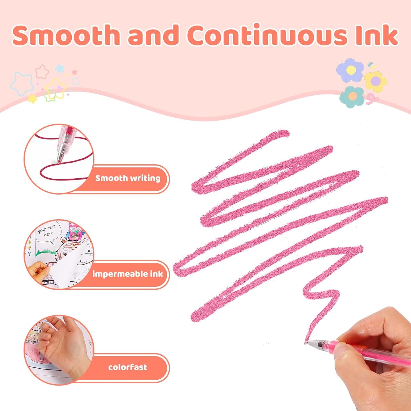 36 Color Glitter Gel Pens, Colored Neon Glitter Pen for Adult Coloring Books, 40% More Ink Fine Point Gel Markers Set, Art Supplies Gift for Adults Card Craft Drawing Journaling