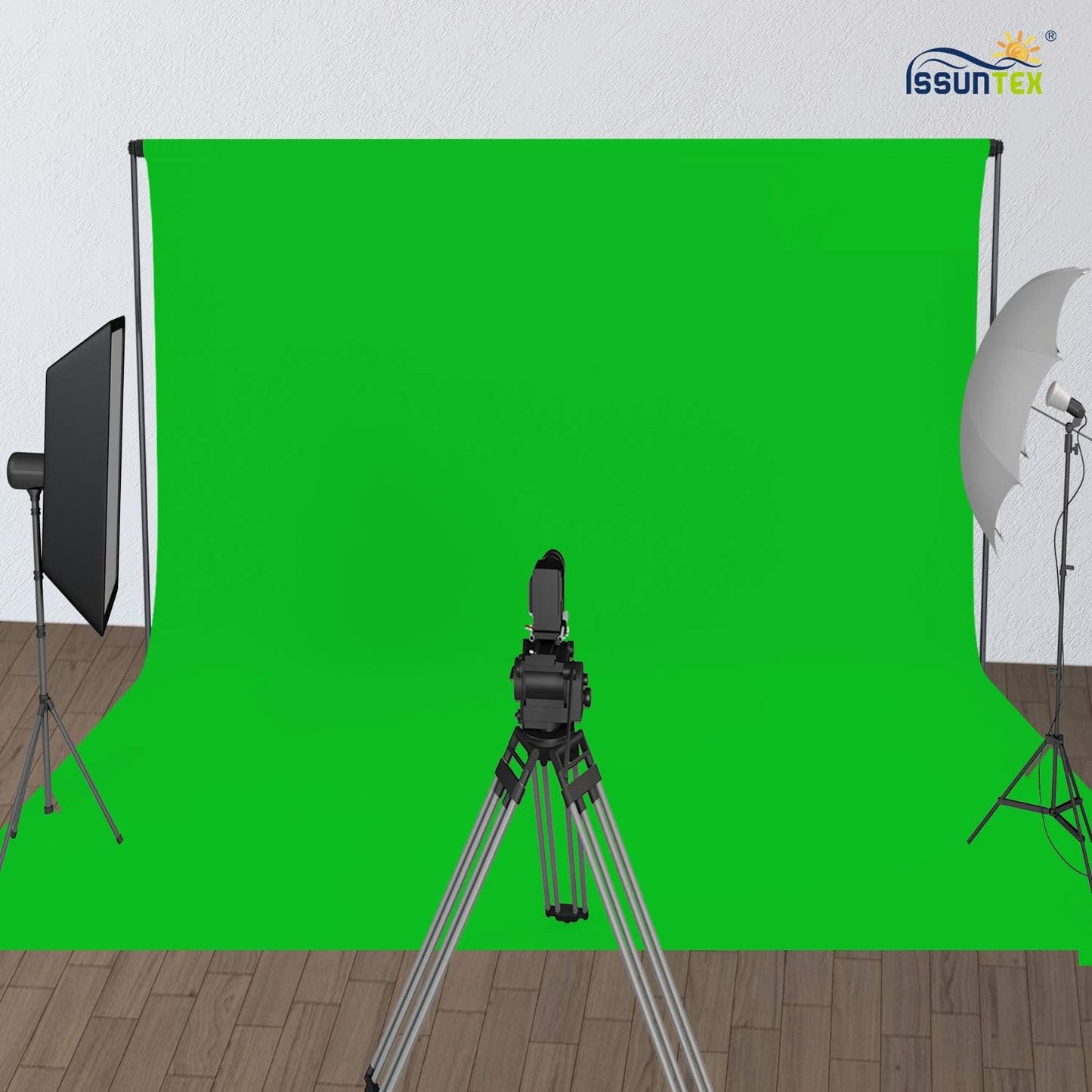 ISSUNTEX 10X10 ft/3X3 Meters Background Photo Backdrop, Photo Studio, Collapsible High Density Screen for Video Photography and Television-Green