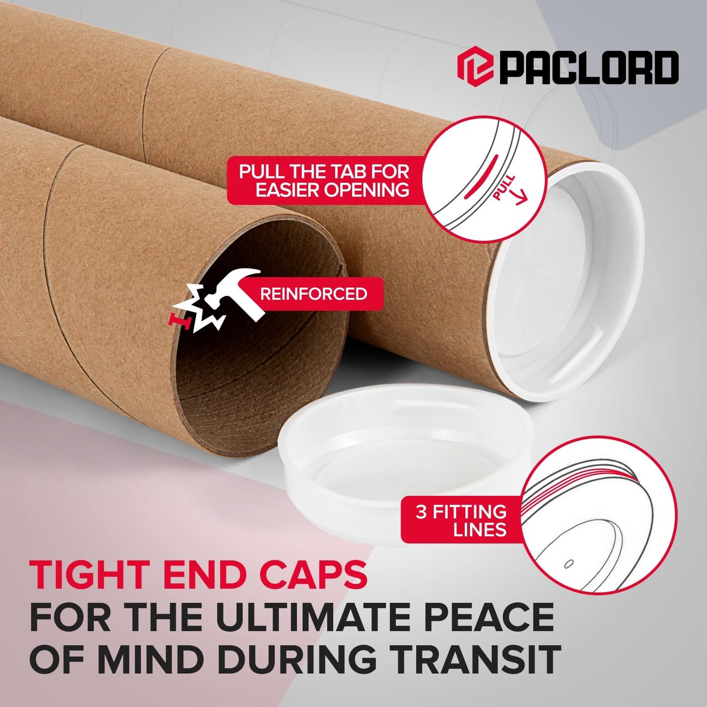 3" x 18" Heavy-Duty Reinforced Cardboard Mailing Tube, Pack of 4 Tubes with 8 Caps – Secure USPS Approved – Great for Shipping and Storing of Prints, Artwork, Posters or Documents