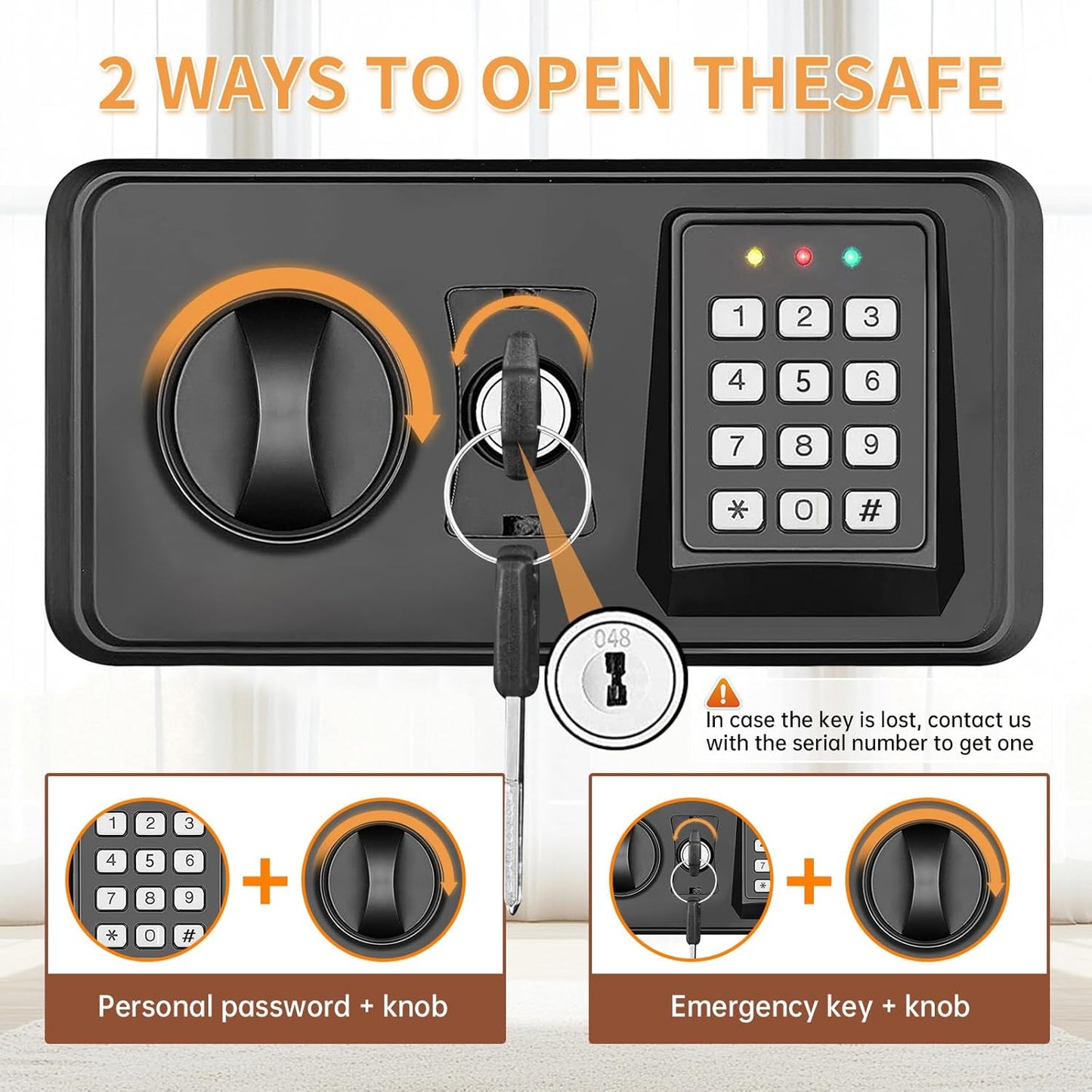 0.6 Cubic Feet Small Fire Safe Box for Home Use, Security Safe and Lock Box with Digital Keypad, Spare Keys, Dorm Room Safes for Money, Jewelry, ID Documents