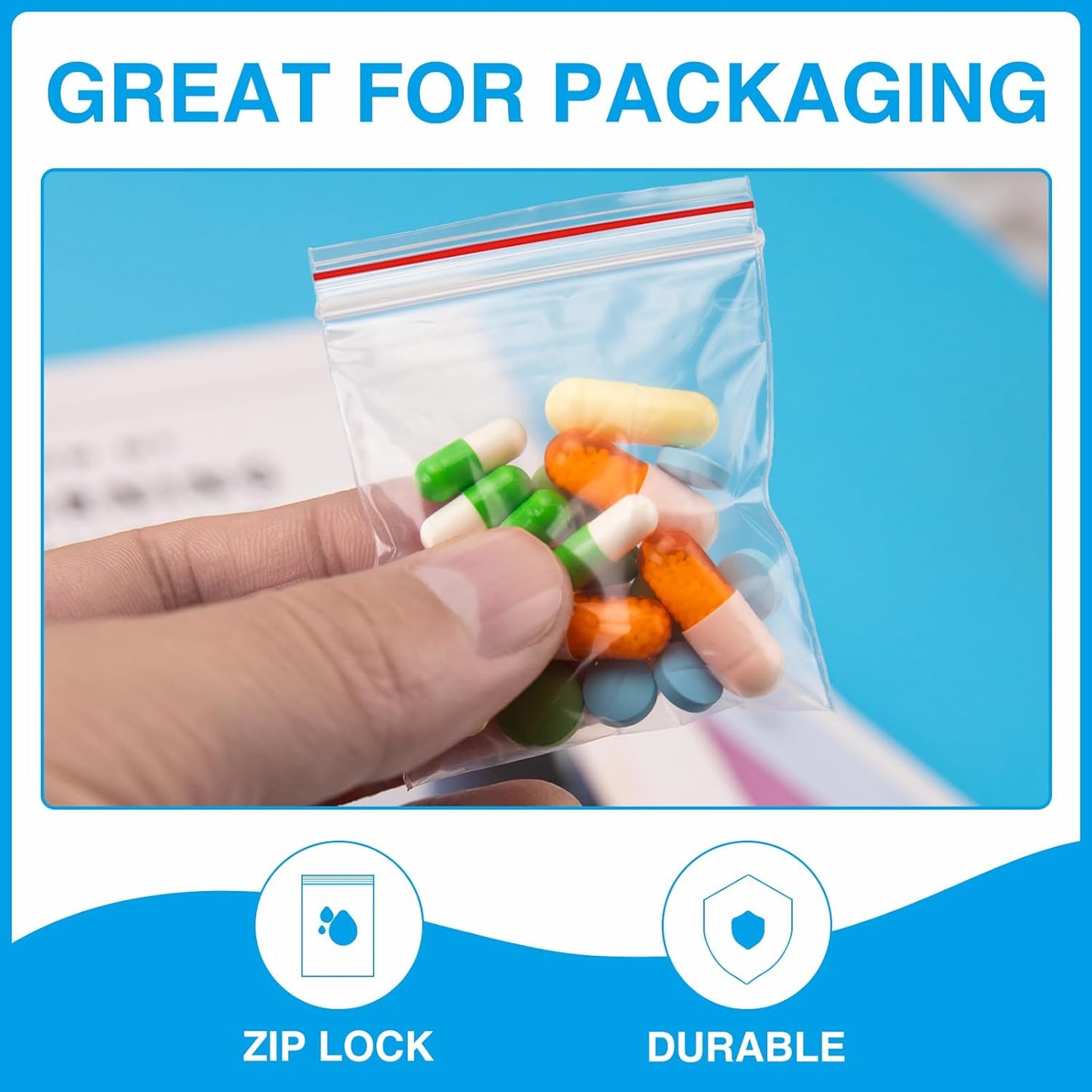 600Pcs 2x2 Inch Mini Plastic Bags, Resealable Small Zip Baggies for Small Business, Storage, Gifts, Candy, Screws, Jewelry, Daily Pills