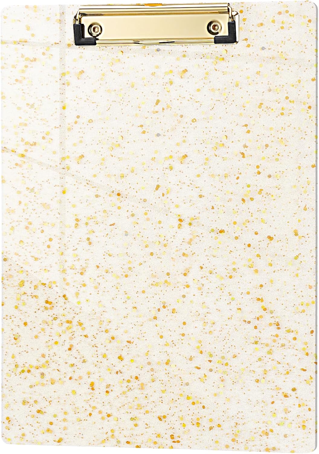 Hongri Plastic Acrylic Glitter Clipboard, 8.5x11" Stardard Letter A4 Size Clipboards for Classroom, Taecher, Women.Cute Confetti Clip Board, Office Supplies, School Supplies.