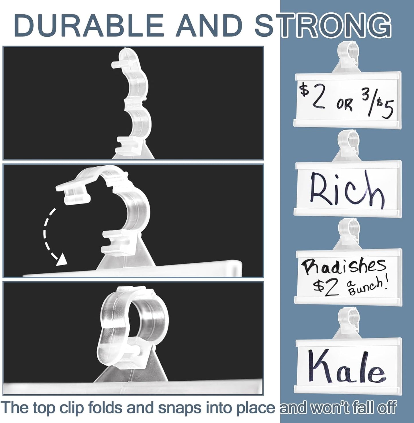 50 Pieces Plastic Wire Shelf Label Holders, Reusable Price Label Holder with Locks, Label Display Holder for Retail Supermarket Department Store(3'' x 1.4'')