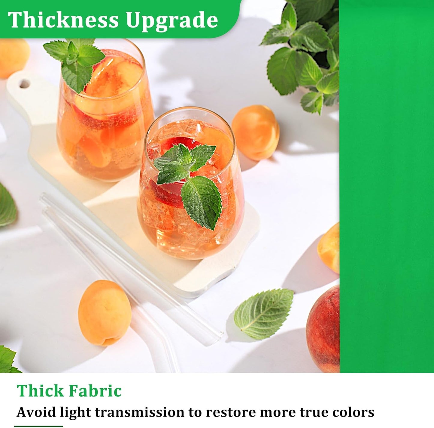 6 x 8 FT Green Screen Backdrop - Polyester Fabric for Video Streaming, Portrait Photoshoot, Wall Mounted, Parties and Small Events