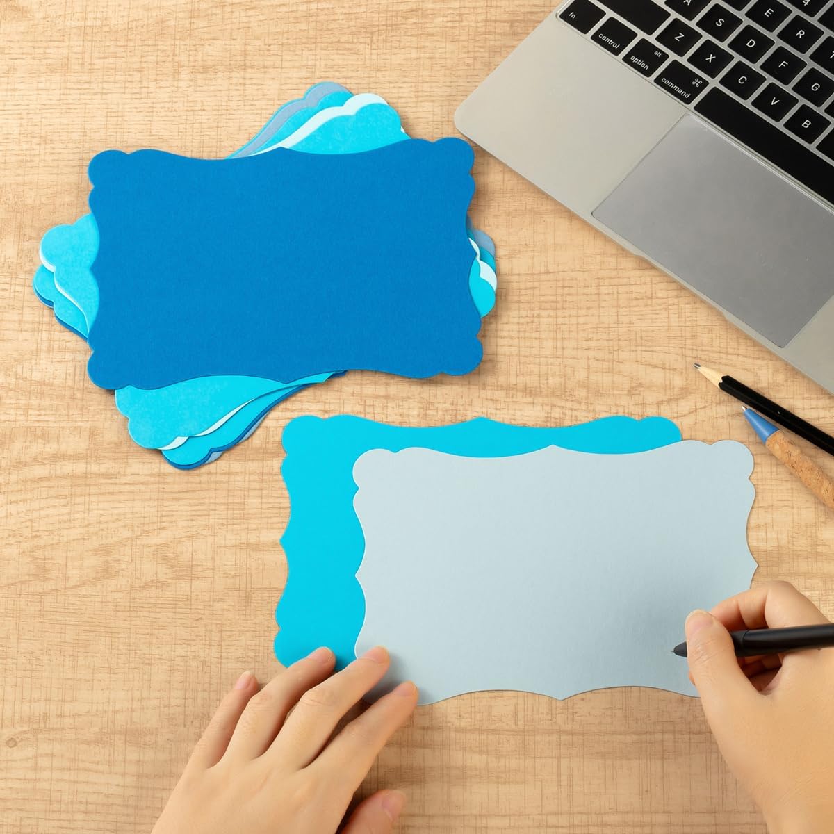 50 Pack Blank Kraft Cards Cardstock Thick Paper Brown Greeting Cards for DIY Gift Card Menus, Baby Shower and Wedding Invitations (Blue, 5 Colors, 4x6IN)