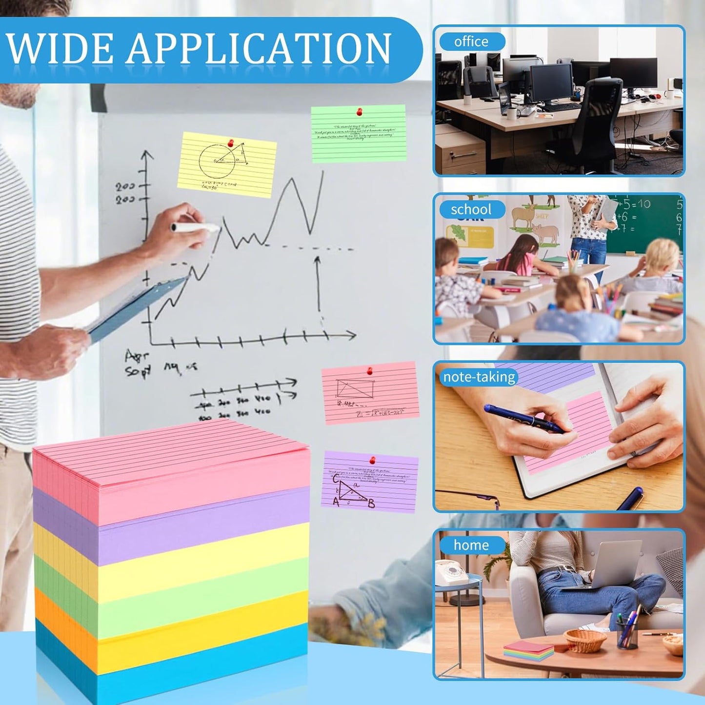 Bignc Index Cards Colored Notecards, 3 X 5 Inch Ruled Color Note Cards for School, Home & Office, Multi Colors Flashcards, Colorful Notecards,Pink Index Card Ruled, Purple Lined Flash Cards (1260)