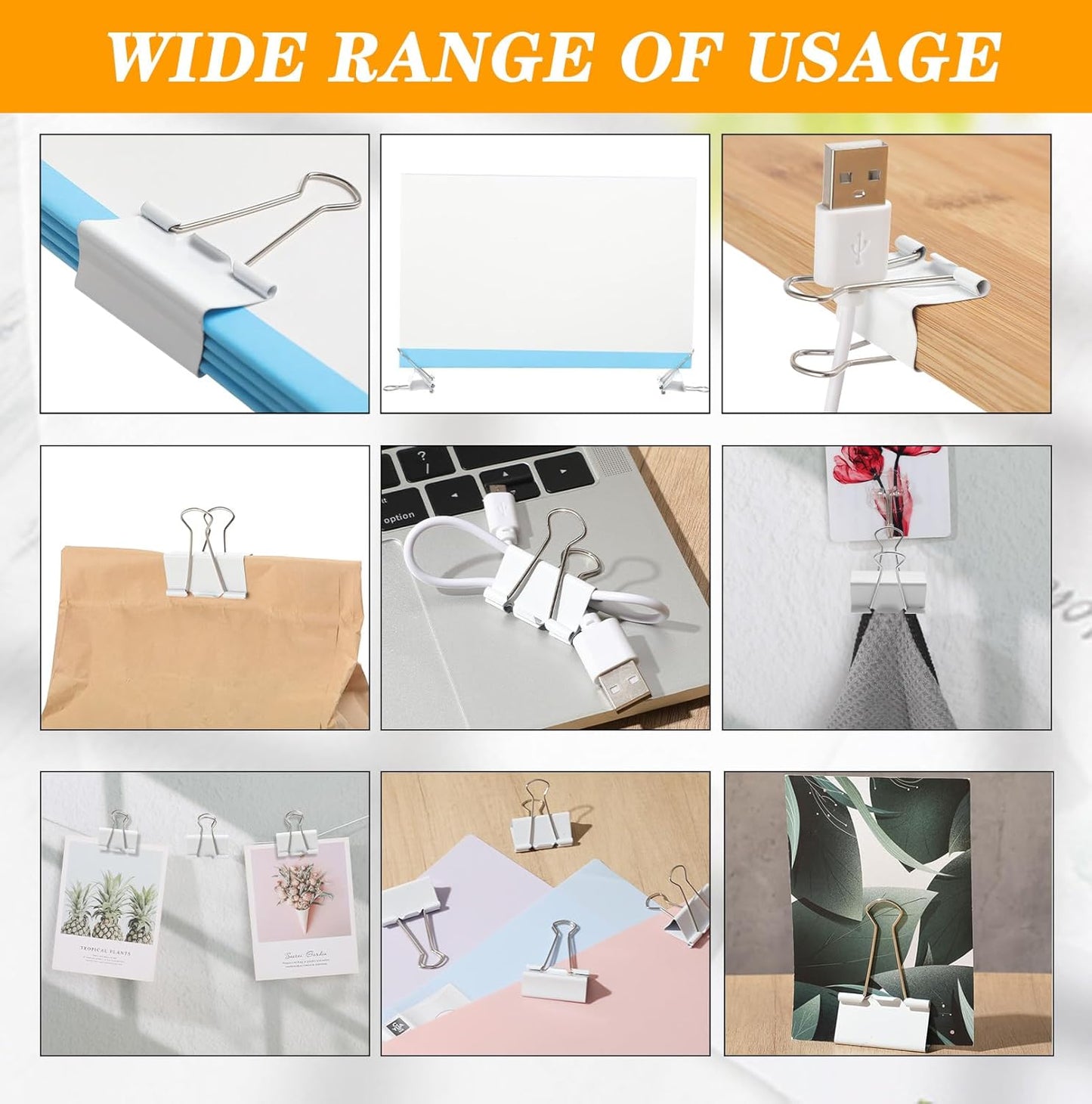 Jetec 200 Pcs Extra Large Binder Clips Bulk 2 Inch Metal Jumbo Binder Clips Office Supplies White Paper Clamps for Teachers Students Office Business Supplies