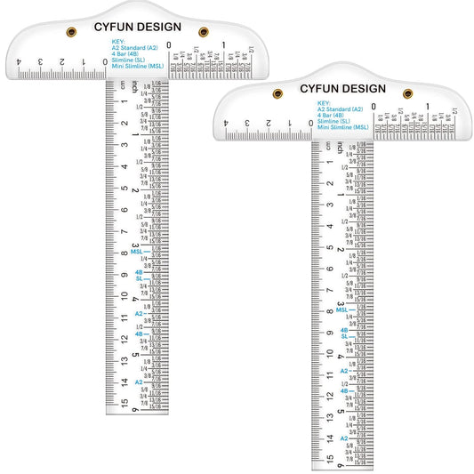 2PCS 6 inch/15cm T-Shape Acrylic Transparent T-Ruler for Drafting and General Layout Work Scrapbooking Drafting Tools Scale Ruler for Crafting Zero-Centering Ruler with Inches & Metric Measuring Tool