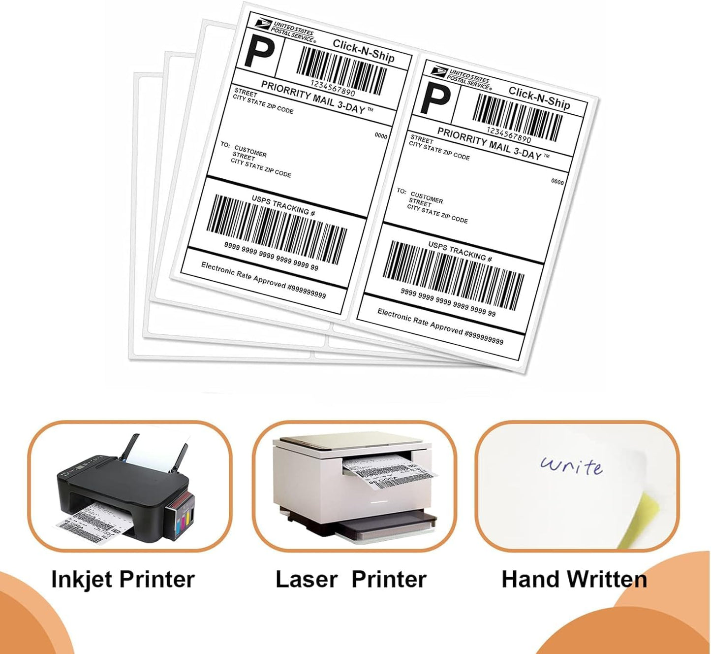 4000 Labels Half Sheet Matte Blank White Round Corner Self Adhesive Shipping Labels for Laser and Ink Jet Printers