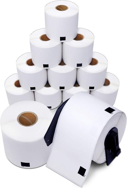 Aegis Adhesives - Compatible Labels Replacement for Brother DK-1202 (2.4" X 3.9") Shipping & Postage, Use with QL Label Printers - 12 Rolls + 1 Frame