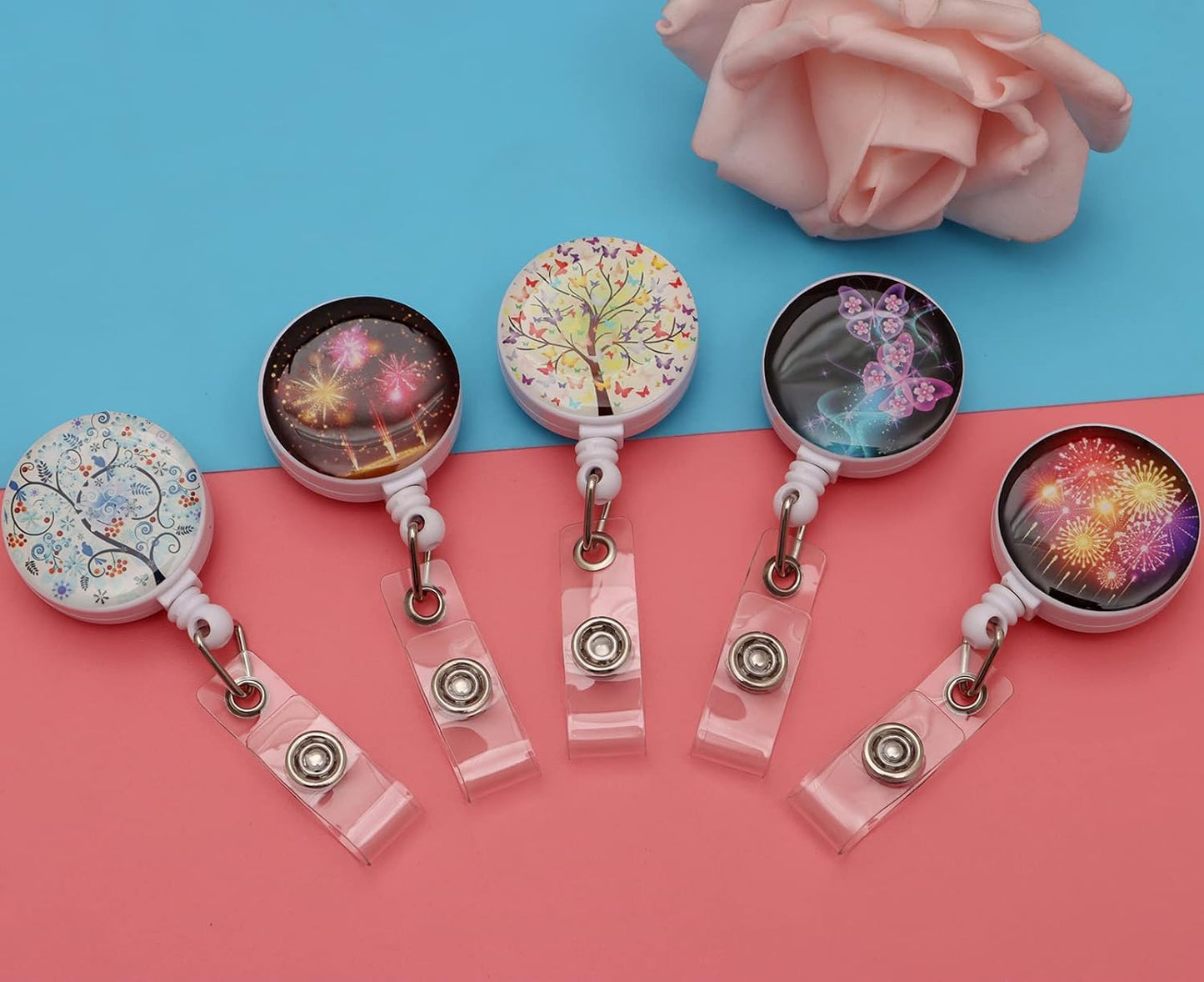 15Pcs Nurse Badge Reels Cute Retractable Badge Holder with Clip