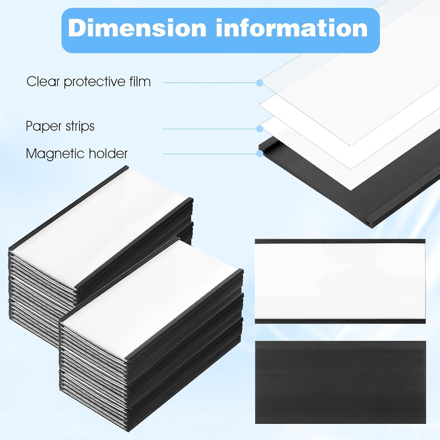 30 Pcs C Channel Magnetic Label Holder with White Card Inserts Clear Plastic Protectors Shelf Labels with Magnets Name Tags Magnetic Tool Labels for Metal Whiteboard Rack (4 x 2 inches)