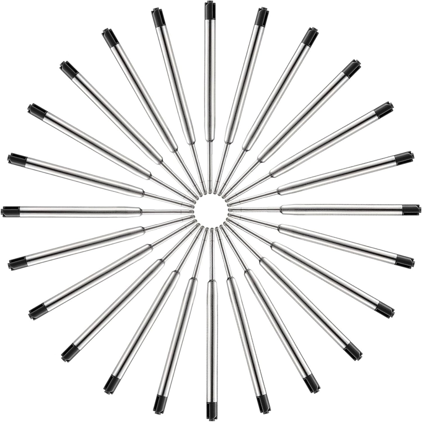 HeTaoCat Black Ink Refill Pack of 5, Replaceable Ballpoint Pen Refills, Medium Point Metal Refil (Black)