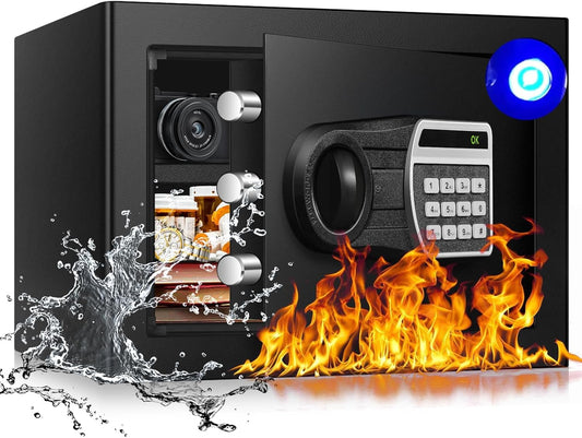 1.3 Cuft Safe Box, Home Safes with Digital Combination Lock, Anti-Theft Safety Box with Digital Keypad, Smart Alert System, Spare Keys, Removable Shelf, LED Light, Personal Document Safe