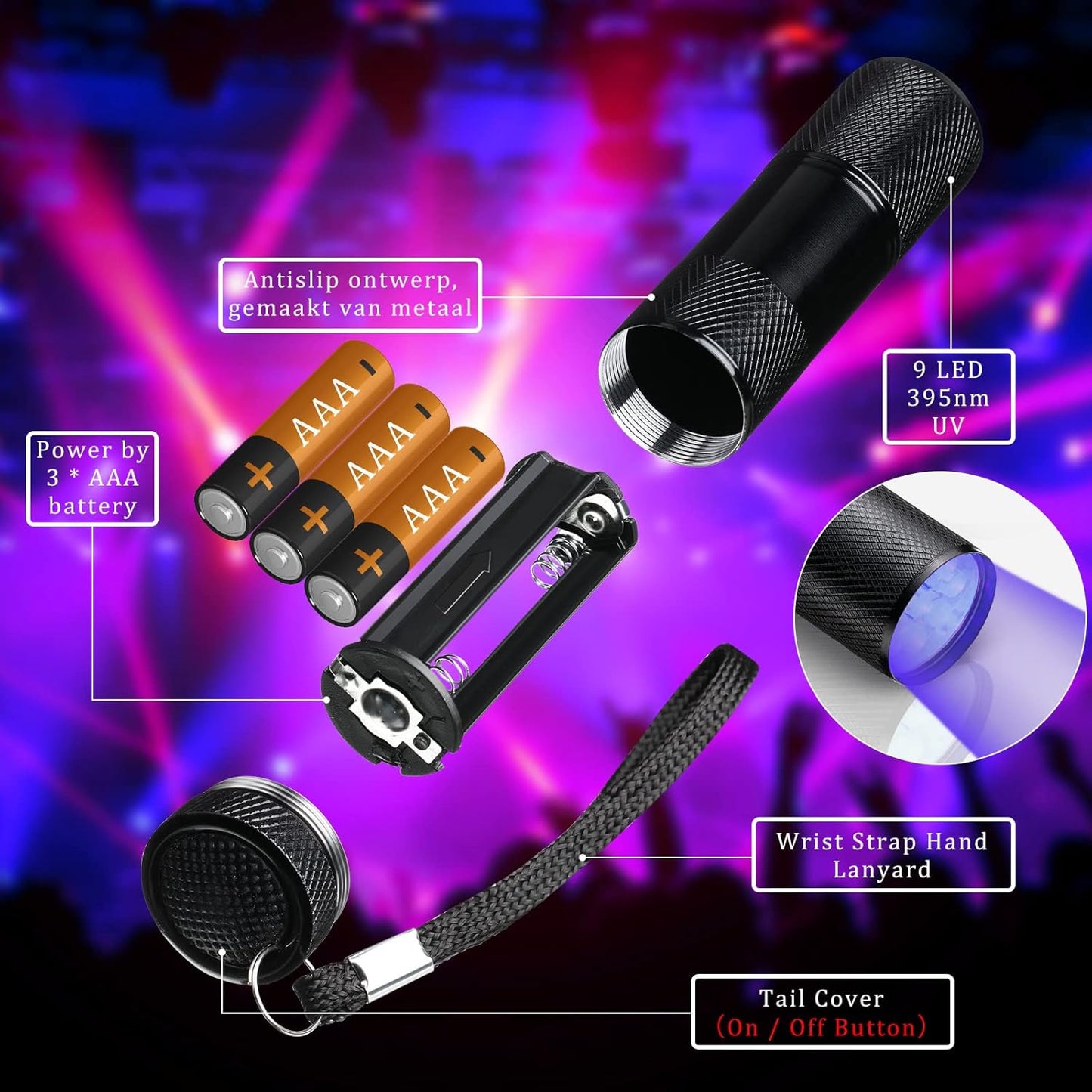 Hortsun Blacklight Flashlights Small UV Lights 395nm LED Portable Ultraviolet Light Detector Mini Flashlight Torch for Halloween Ghost Haunted House Dog Cat Pets Urine Stains Bed Bugs(20 Pcs)