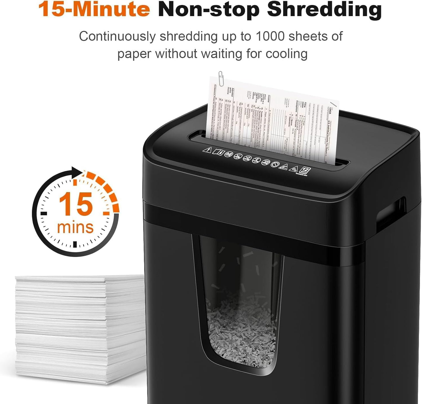 Bonsaii Paper Shredder for Home Office, 12-Sheet Heavy Duty Cross Cut Shredders for Home with 5.5 Gal Pullout Bin, Paper Shredding Machine for Document/CD/Credit Card,P-4 Security(C282-A New Version)