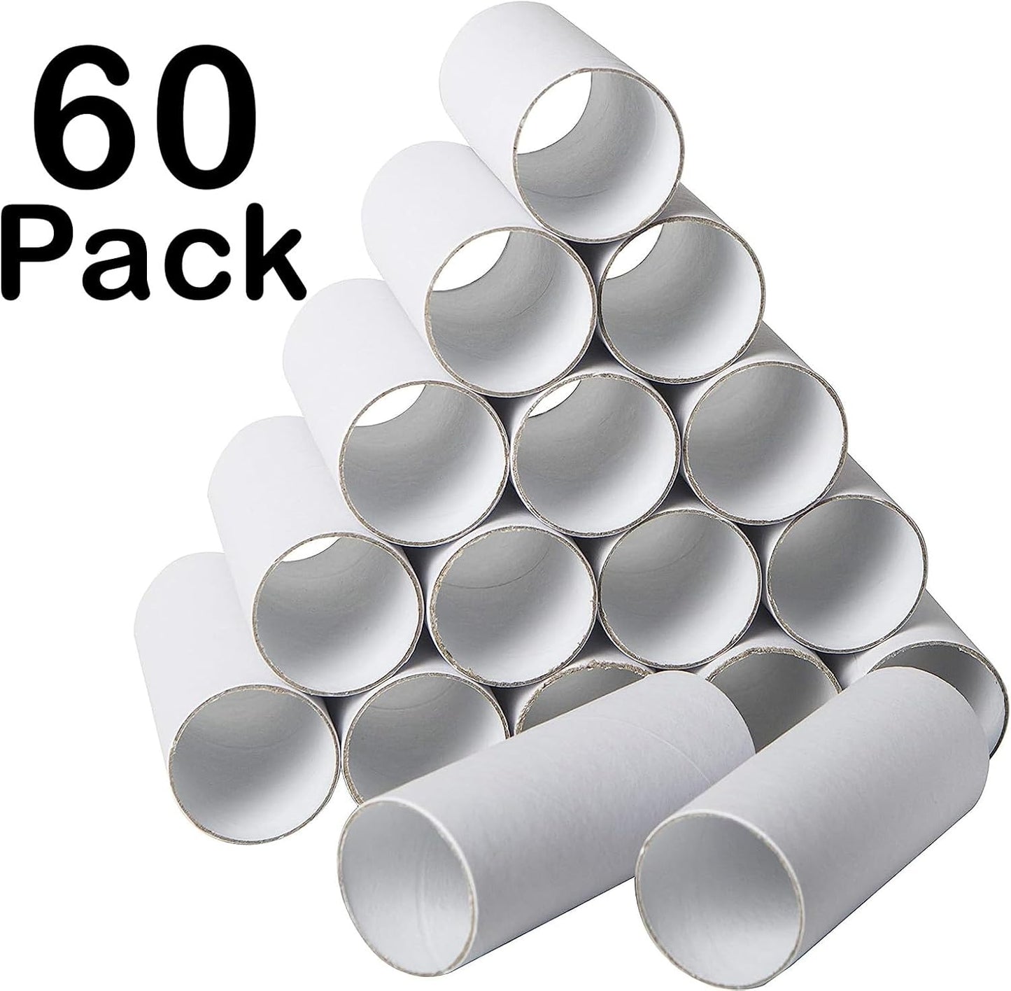 60 Pack Thick Cardboard Tubes for Crafts - Bulk Craft Rolls - Round Cardboard Tubes - Toilet Paper Rolls Crafts - Craft Tubes - Paper Tube for Arts & Crafts - 1.57 x 3.9 Inches - White
