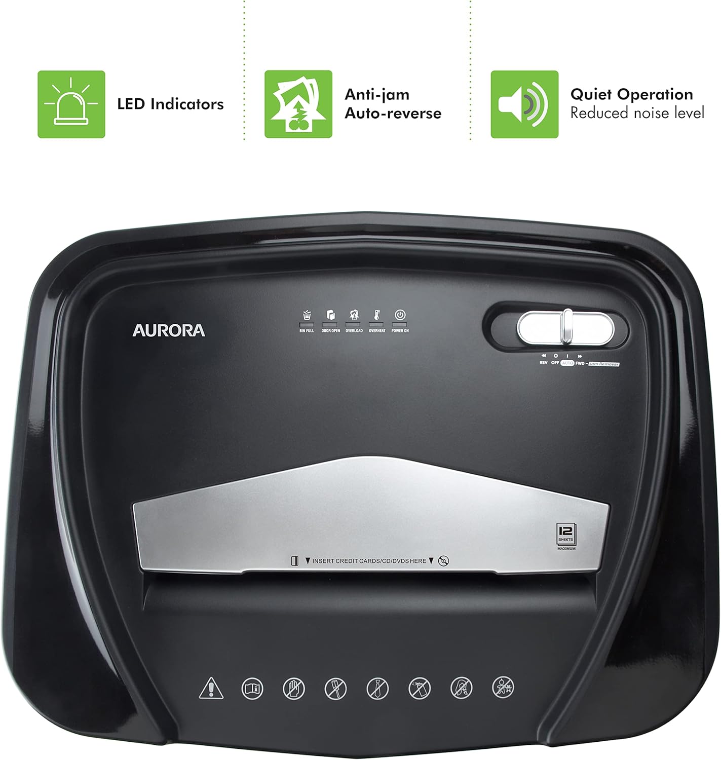 Aurora Professional Grade High Security 12-Sheet Micro-Cut Paper/CD and Credit Card Shredder/ 60 Minutes Continuous Run Time