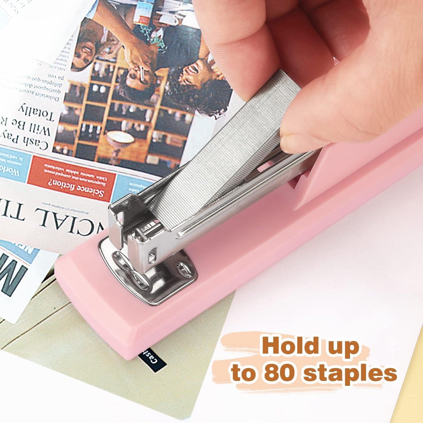 Tamaki Stapler, Office Stapler, Small Staplers for Desk, Pink