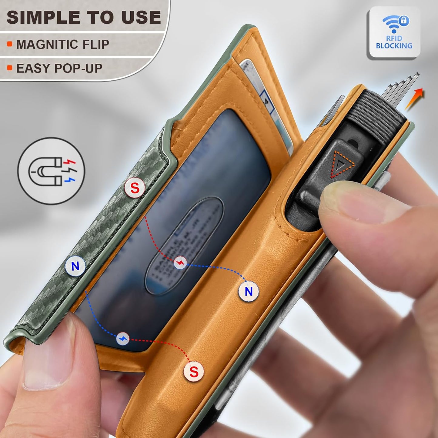 KEMISANT Airtag Wallet Men Gift,Mens Slim Front Pocket Wallet Money Clip Standard or Apple Airtag Use 3.8"×2.8"×0.9"