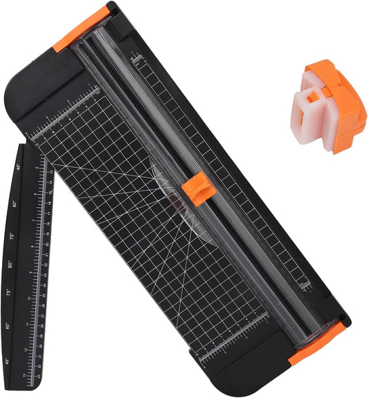 A4 Paper Cutter -12 Inch Paper Trimmer with 2pcs Replacement Blades with Safeguard Side Rulerfor Cut Gift Card,Coupon,Label, Cardstock,Photo