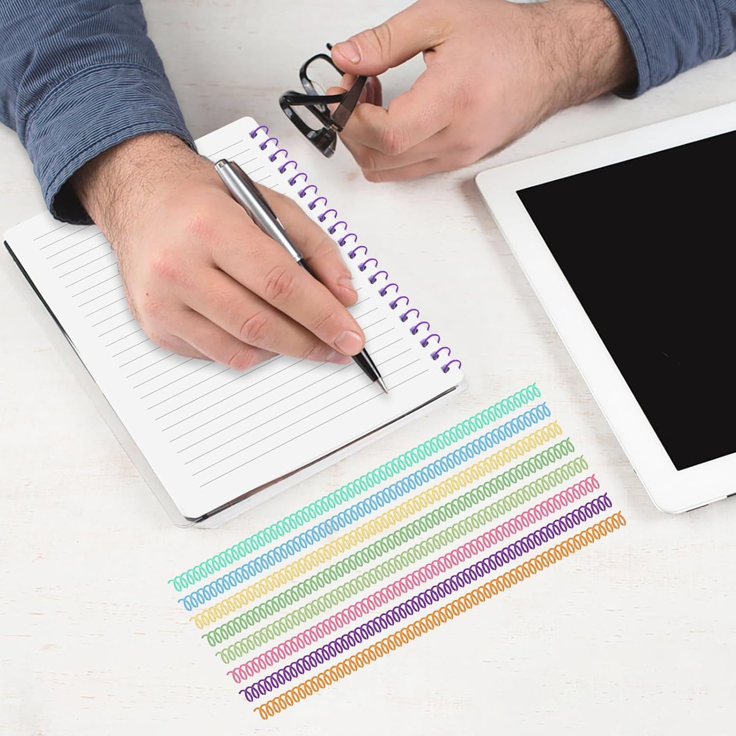 120 Pack Plastic Spiral Binding Coils Binder Binding Spirals Rings Multi Size Spiral Binding Wire Combs Spines Coils, 4:1 Pitch (Colorful, 1/4 Inch)