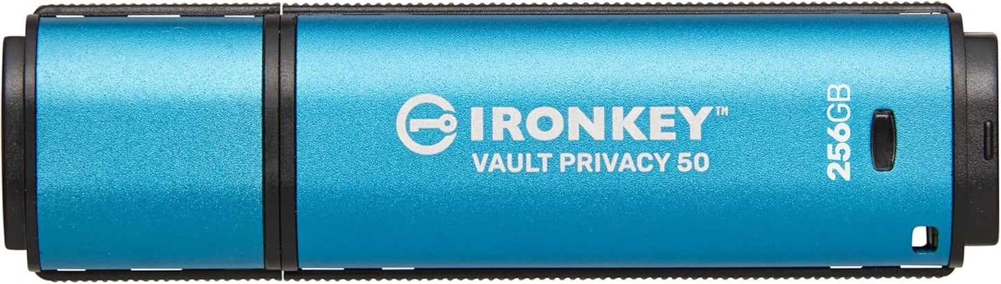 Kingston IronKey Vault Privacy 50 256GB Encrypted USB | FIPS 197 | AES-256bit | BadUSB Attack Protection | Multi-Password Options | IKVP50/256GB