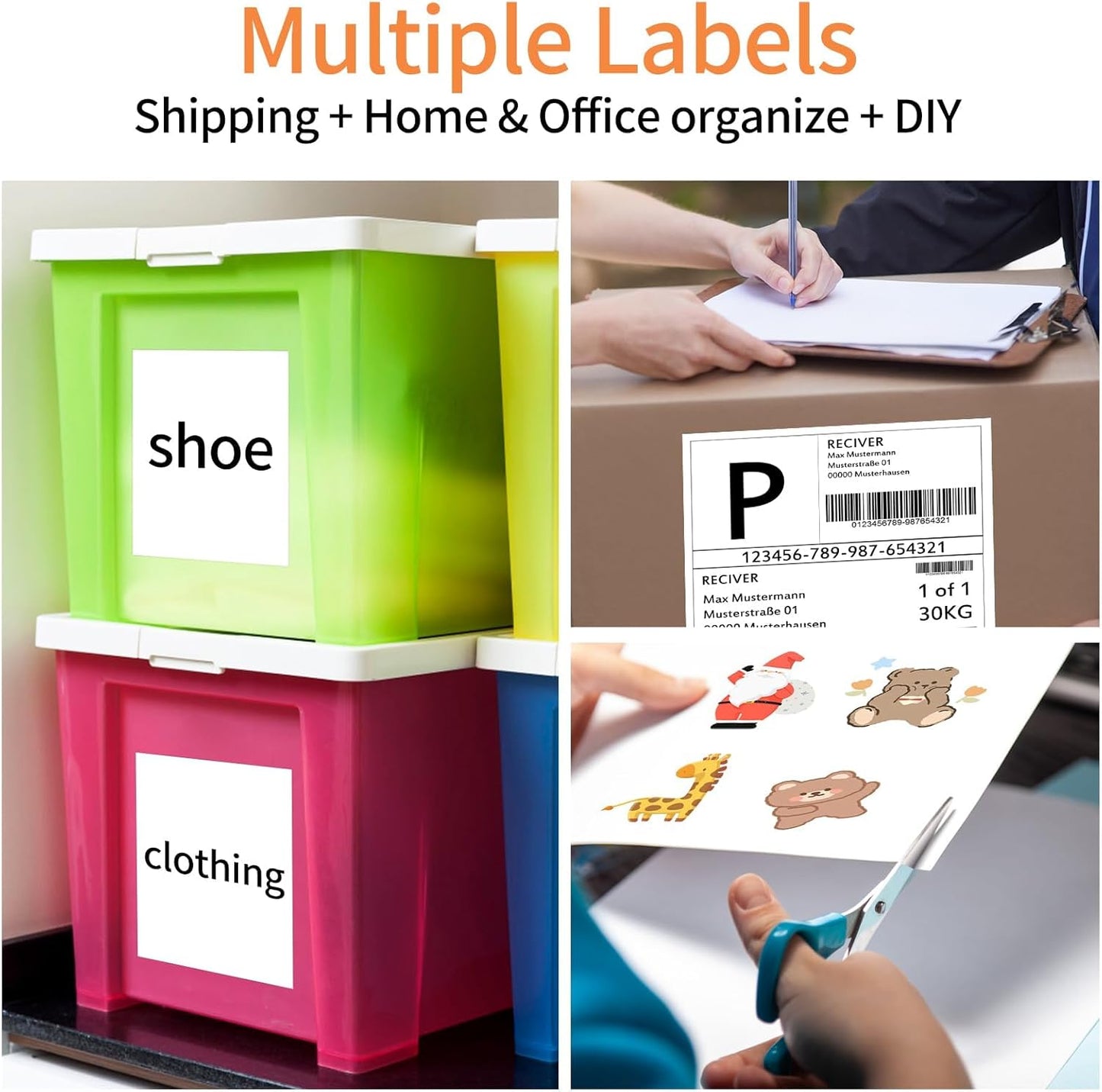 8.5 x 11 Sticker Paper for Inkjet Printer, 200 Sheets Full Sheet Printable White Sticker Paper for Laser Printing, Matte, All 200 Lables