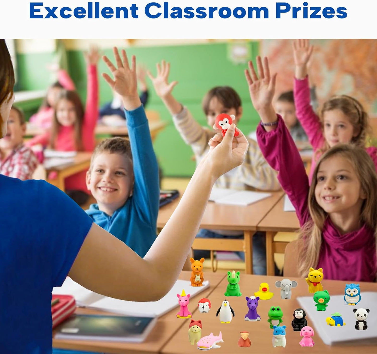 Animal Erasers for Kids, 35 Pcs Pencil Erasers Bulk Mini Animal Erasers Treasure Box Toys for Classroom Prizes School Supplies Party Favors