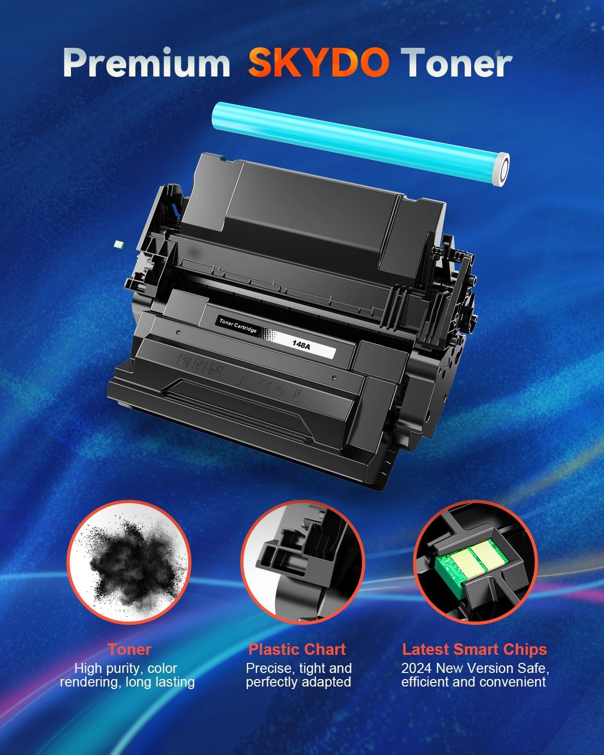 148A Toner Cartridge Black (with Chip) Compatible Replacement for HP 148A W1480A 148X W1480X Work for MFP 4101fdn 4101fdw 4001dn Laserjet Pro 4001dw 4001n Printer (2 Pack)