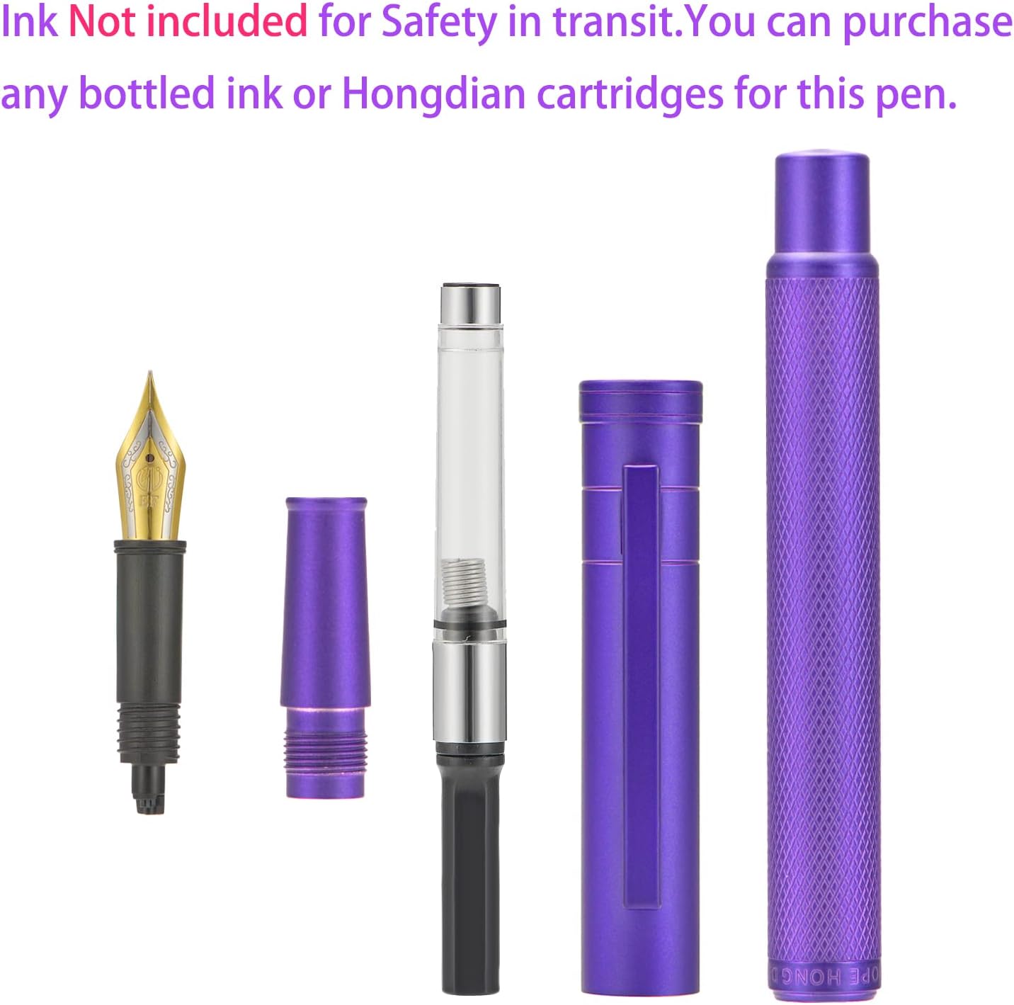 Hongdian 1851 Purple Forest Fountain Pen Medium Nib, Classic Design with Converter and Metal Pen Case