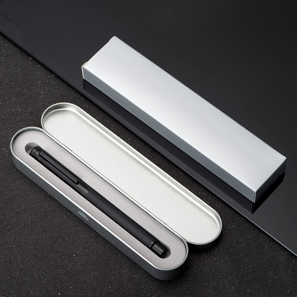 Hongdian Black Forest Fountain Pen Blade Nib Classic Design Calligraphy Pen with Converter and Metal Pen Case Set