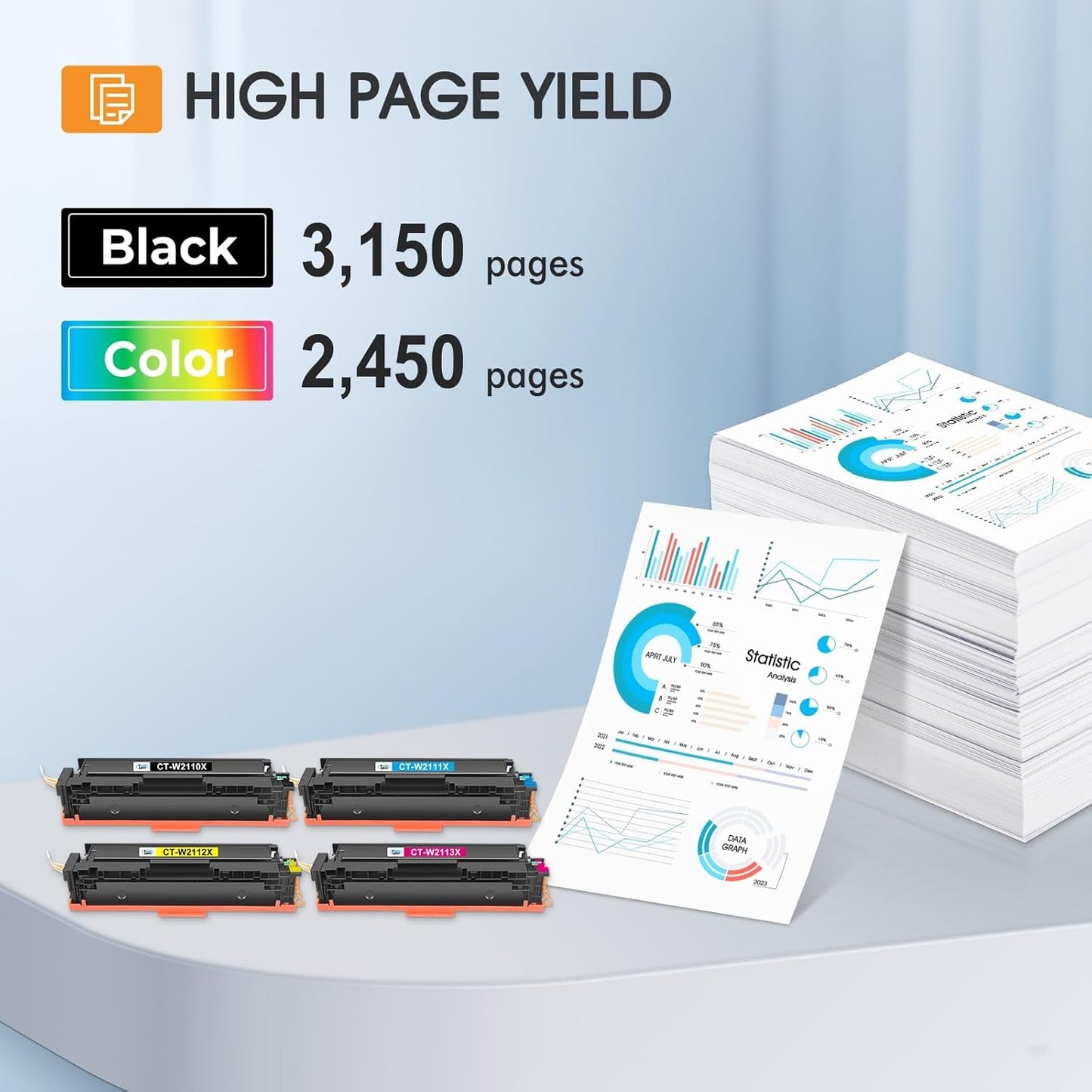 206X 206A Toner Cartridges 4 Pack High Yield M283fdw M255dw Set Compatible Replacement for HP 206X 206A Color Laserjet Pro MFP M283cdw M283 M255 Printer Ink (with Chip) (Black Cyan Yellow Magenta)